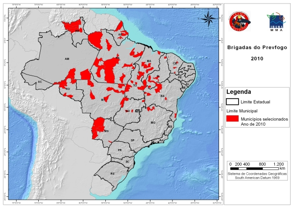 Mapa das brigadas do Prevfogo. Clique para ampliar