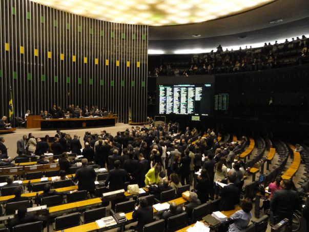 Foto do plenário no início da sessão extraordinária para votação do Código Florestal (foto: Nathália Clark)