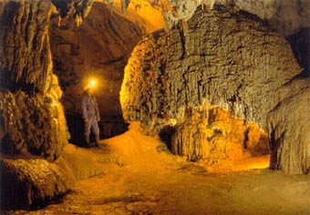 Interior de caverna no Parque Estadual Turístico do Alto Ribeira (Petar), em SP. (Foto: Biblioteca Virtual do Estado de SP)