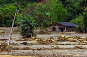 Imagem da destruição em Ilhota (SC), na região do Morro do Baú.
