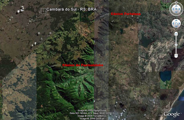 Cânion gaúcho do Faxinalzinho, pleito de quilombolas. (Imagem: Google Earth/ O Eco)